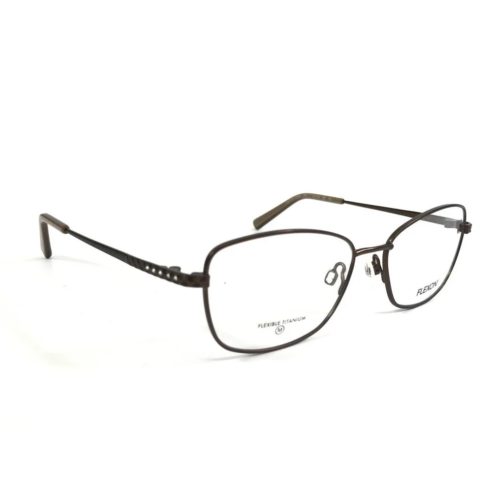 Flexon Eyeglasses Frames W3044 203 Satin Coffee Crystals Titanium 52-16-135